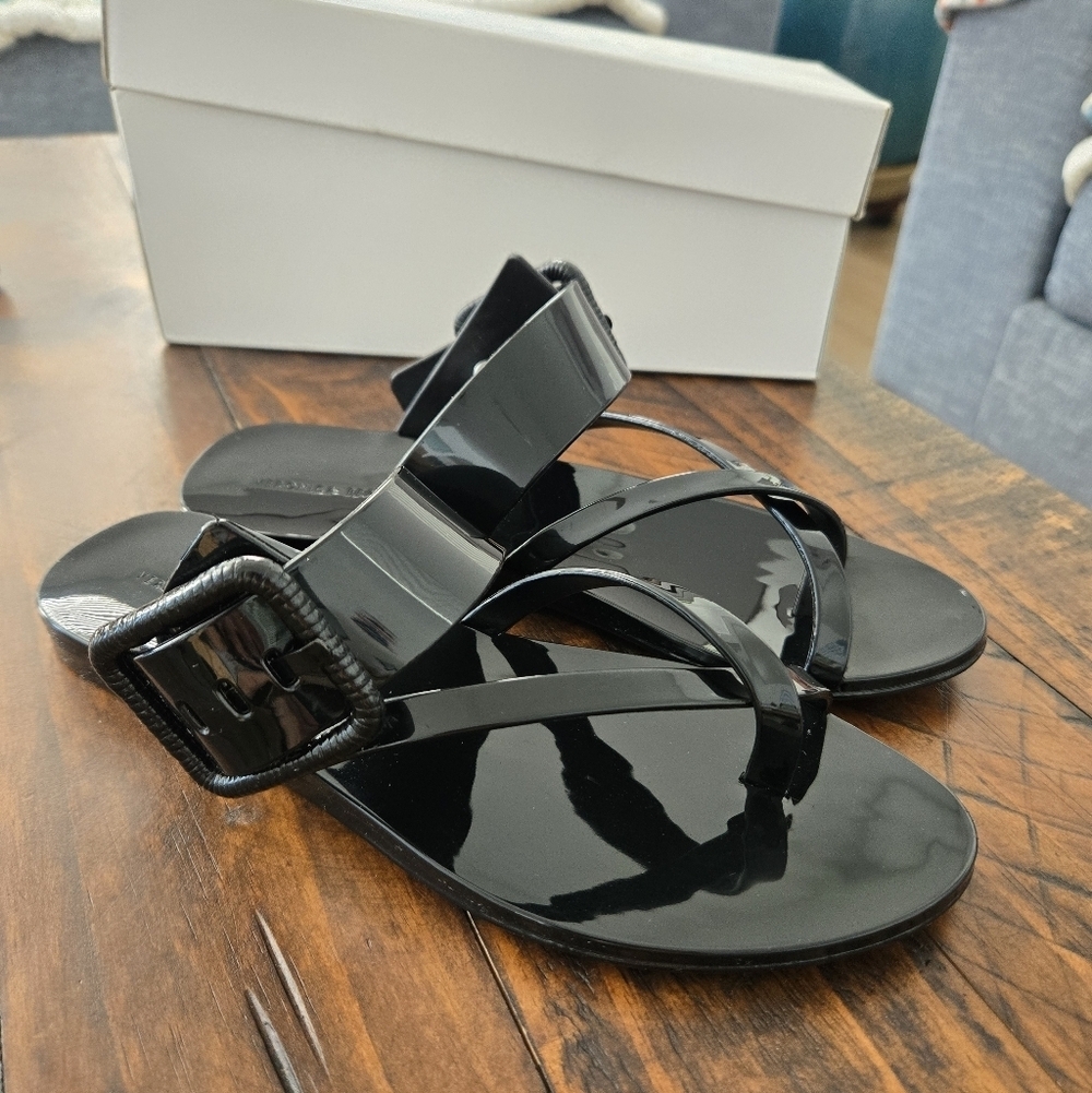 Veronica Beard Salva Jelly Strappy Sandals. Black. Size 6. Good preowned conditi